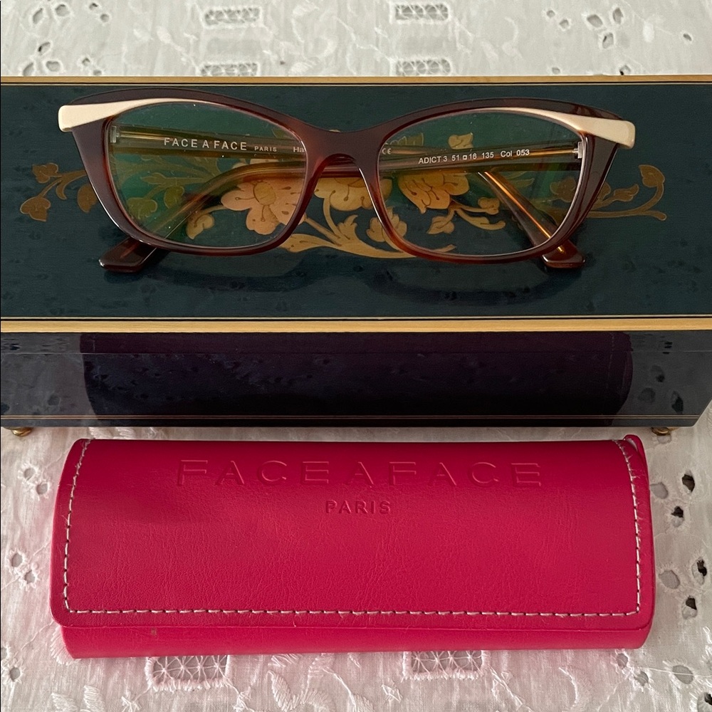 FACE A FACE Paris Caramel Glasses. Prescription lenses need to be removed.